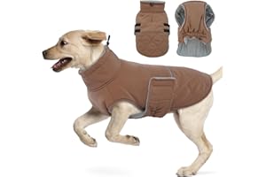 Hjumarayan Hundemantel, Wattierend Winterjacke Geschirröffnung, Warme Wintermantel Gefüttert Kleidung Mantel für Border Collie, Englische Bulldogge, Australian Shepherd (Braun XL)