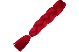 weWelle Extensiones Pelo 100% Kanekalon Jumbo | Rojo - RED | Pack 1 ud. 24’’ 60 cm 100 gr. | Cabello Sintético Trenzas Africanas Suave y Duradero.