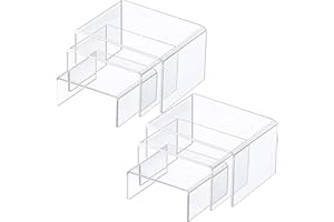 Chuangdi 2 Juegos de Expositor de Elevador de Acrílico, Expositores de Joyería Exhibidores de Escaparate (Transparente, Juego Pequeño)