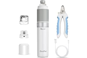 Casifor Lima de Uñas Eléctrica para Perro y Gato, Cortauñas Perro Profesional Recargable USB (Blanco, Sin Luz LED)