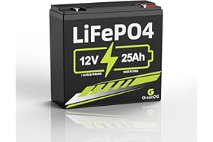 GREENOE 12V 25Ah LiFePO4-Batterie mit eingebautem 10A BMS, 3000+ Deep-Cycle-Lithiumbatterie, 10 Jahre Lebensdauer, einsetzbar für Solaranlage, Antriebsräder, Fischfinder, Outdoor-Camping, Roller