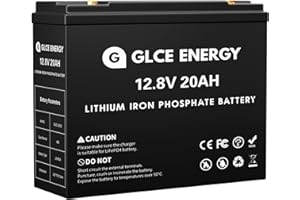 GLCE ENERGY Batterie au Lithium 12V 20Ah,Plus de 5 000 Batteries LiFePO4 Rechargeables à Cycle Profond pour Le Camping en Plein air, Solaire, Moteur de pêche à la traîne, détecteur de Poissons