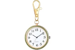 JewelryWe, orologio da tasca al quarzo, con strass, cinturino a clip, per uomo e donna