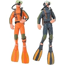 Hiawbon Underwater Swimmer Action Figures Set - 6pcs Divers With Speed Boat Model Toy