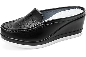 Solshine - Mocassini slip on da donna in pelle, con plateau, motivo floreale