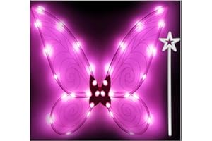 Tanganan Light up Fairy Wings Butterfly Wings for Adult Girls,LED Fairy Wing Sparkle Angel Wings for Women Halloween Cosplay Costume Angel Wings Dress Up