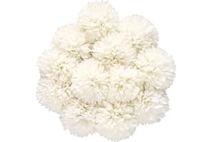 Tifuly Artificial Hydrangea Flowers, 12 Pcs Silk Chrysanthemum Small Ball Flowers for Home Garden Party Office Decoration Bridal Wedding Bouquets Floral Arrangement(White)