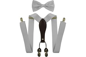 HANERDUN Elegante Conjunto Tirantes Pajarita Hombre En Forma de Y Elástica y Ajustable 4 Clips Metálicos Muy Resistentes Hombres de Hasta 2 m de Altura