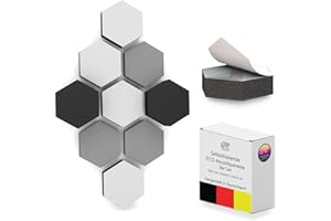 PolySound ECO Akustikpaneele selbstklebend - 9er Set 3D-Schaumstoff (3-10 cm), Hohe Schalldämmung (αw 0,9), Rückstandslos Ablösbar, Mystical Whites