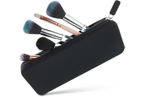 cobee Pochette zippée pour pinceaux de maquillage, porte pinceaux cosmétiques en silicone lavable étui de voyage de grande capacité rangement de maquillage portable pour femmes (noir)