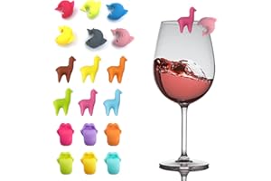 Luvadeyo 24Pcs Wine Glass Charms Tags with Bottle Stopper, Silicone Wine Glass Drink Markers for Party Decorations Home Use Glass Marker Wine Marker Mehrfarbig