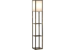 HOMCOM Lampadaire étagère 26L x 26l x 160H cm 3 étagères 4 Niveaux MDF Marron