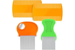 MARKETIFAR Peigne Anti Poux - Lot de 4 Peignes a Poux et Lentes - Peigne Anti Poux pour Enfants et Adultes -