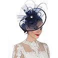 Sinamay Flower Feather Headband Fascinator Wedding Headwear Ladies Race Royal Ascot Pillbox Wedding Cocktail Tea Party Derby Hat for Women