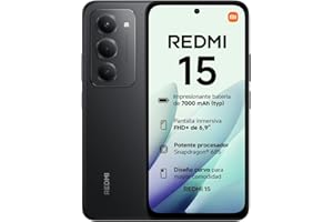 XIAOMI REDMI 15 - Smartphone de 8+256GB, Cámara Dual de 50MP con AI, Pantalla inmersiva de 6,9” FHD+, Snapdragon 685, Carga rápida de 33W, Cargador no Incluido, Negro (Versión ES)