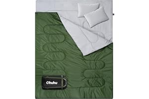 Ohuhu Sacco a Pelo Matrimoniale, Sacco a Pelo 3 Stagioni Enorme 220x150cm con 2 Cuscini, Sacco a Pelo Doppio Portatile Comodo Campeggio Leggero con Custodia, (2.75kg/3.5kg)