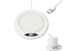 BNOYONERAS Tassenwärmer, Kerzenwärmer mit 3 Temperatureinstellungen, Elektrischer Kaffeewärmer, USB Getränkewärmer, Teewärmer, Schreibtisch Tassenwärmer, Abschaltautomatik, Becherwärmer für Büro/Haushalt (Weiß)