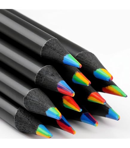 Lot De 12 Crayons De Couleur Arc-en-Ciel HABNI - Pour École, Dessin, Cadeau Enfant