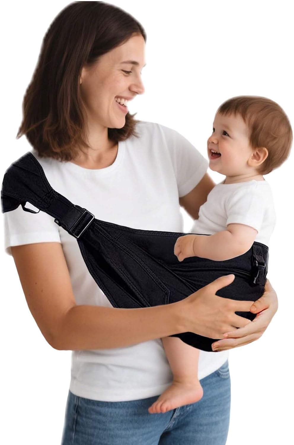 JOYNCLEON Baby Carrier Sling Newborn to Toddler Carrier,Side Toddler Carrier with Extra Wide Cozy Strap, Adjustable Ergonomic Baby Carrier for 0-36 Months,Breathable Summer Baby Wearing（Black