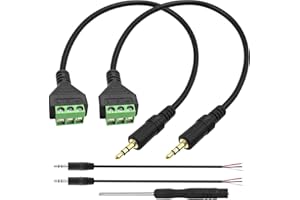 Xiatiaosann Wtyczka jack 3,5 mm kabel audio adapter, 3-pinowy blok zacisków śrubowych wtyk stereo wtyczka do AV 3 blok zacisków śrubowych Balun kabel przyłączeniowy 30 cm, 2 sztuki