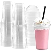 Party Station Plastic Transparent Cup Milkshake Cup with Lid Coffee Cup Cold Beverage Cup 400-450ml 50 Pieces