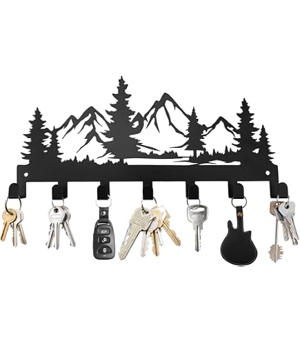 Portachiavi Da Parete In Metallo Design Camper Con 10 Ganci – Forest Travel – Organizer Da Ingresso - 3