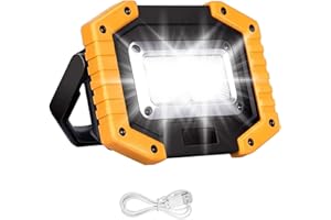 Beizkna 30W LED Work Light Rechargeable Portable COB Floodlight Super Bright 2000LM Battery Outdoor Security Light USB Waterproof for Camping Hiking Fishing Emergency Garage Workshop