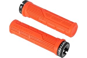 FIFTY-FIFTY Mountain Bike Grips, Single Lock-on MTB Handlerbar Grips, Soft and Comfortable, Non-Slip Locking Bicycle Handle for All Mountain, Enduro, Downhill