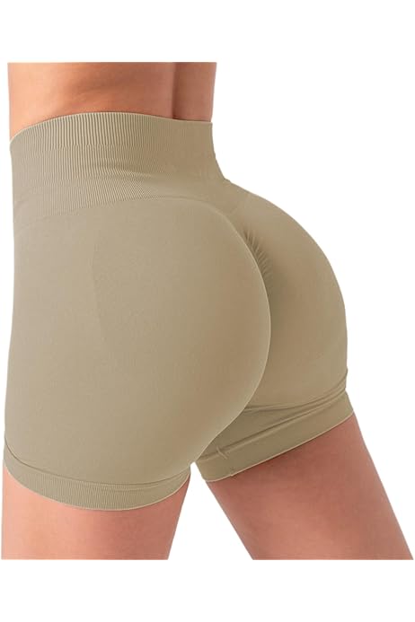 Pantaloncini Palestra Donna Vita Alta - Leggins Corti Push Up, Senza Cuciture, Per Yoga E Fitness - Foto 3