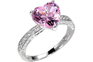 luoluoluo Frauen Ringe 925 Sterling Silber Luxuriöse Herzringe Herzförmigen Rosa Diamanten Ring Antragsring Jubiläum Ehering Ringe Schmuck Geschenk