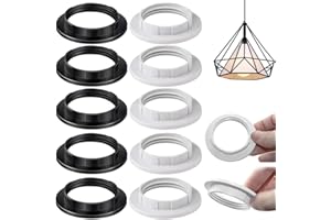LACHT Set of 10 Screw Rings for Lamp Holder, Heat Resistant Thread Ring for Lampshade or Glass Shade, Plastic Lamp Holder, E27 Screw Ring for Lamp Holder, Heat Resistant Thread Ring