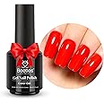 Beetles Bright Red Gel Nail Polish, 15ml Orange Red Gel Nail Polish Solid Color Spring Summer Gel Soak Off LED UV Manicure Art Design Salon at Home Candied Apple Collection DIY Gift for Women