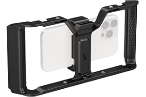 SMALLRIG IG-01 IntegraGrip Universal-Handyhalterung, Ultrabreiter Doppelhandgriff, V-Mount-Design, Blitzschuhhalterung, Gurtschlitz, 1/4"-20 Gewinde, QD-Anschluss, passend für iPhone & Android – 5355