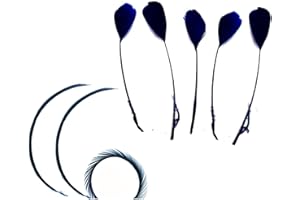 GREGORY CRAFTS & GIFTS Navy Blue Coque Style and Biot Feathers Mixed Pack x 8 - Millinery hat, fascinator, wedding decoration - long feathers