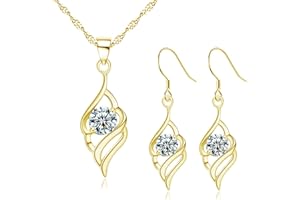 Deyanse Silver Jewellery Set for Women, 925 Sterling Silver Angel Wing Jewelryset with Cubic Zirconia, Wing Pendant Necklace & Drop Dangle Hook Earrings Set, Fashion Jewelry Set for Wife Girlfriend