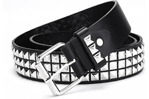 MIVAIUN Cinturón de remaches de falda, cinturón de piel sintética punk con remaches de pirámide claros, rock punk gótico, cinturón de piel piramidal, cinturón de remaches piramidales para pantalones