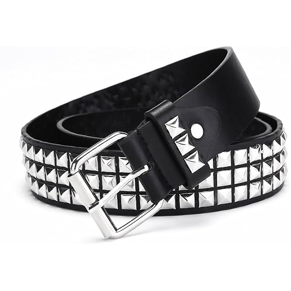 thumbnail interactive-video image 1 of Mens Womens 3Rows Metal Pyramid Studded Leather Belt Punk Rock Goth Emo 30"-44 1 of 11