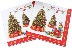 FRGASGDS Tovaglioli natalizi,60 pezzi Tavoli Decorazioni tovaglioli stampati Babbo Natale Alce Natale Tovaglioli di carta usa e getta Asciugamano per ospiti per forniture per feste di Natale (13 x 13 pollici)