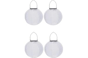 YOUNING Lampions solaires d'extérieur résistants aux intempéries - Lampions solaires en papier blanc - Lanterne de jardin LED - Lanterne solaire à suspendre - Lanternes de jardin - Lanternes en papier nylon -