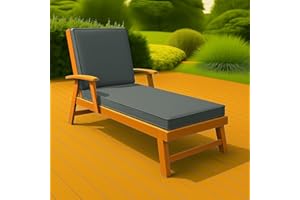 ARTISTIC FASHIONISTA LIMITED Sun Lounger WATERPROOF FOAM CUSHIONS Garden Sunlounger Cushions - Removeable Cover - Garden Recliner Cushion Chair Seat Pads Sunbed Cushion for Indoor Outdoor Patio Yard Beach (Grey)