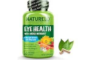 NATURELO Eye Health - AREDS 2 Formula with Lutein, Zeaxanthin, Natural Vitamin A & Vitamin E & Zinc - Best Supplement for Dry Eyes, Vision Preservation - 60 Vegan Capsules | 1 Month Supply