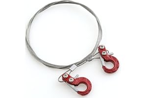 RCTHJIA Mini Universal RC Tow Hook with Steel Cable for Axial SCX10, HSP 94180, RC4WD D90, Traxxas TRX4, CC01, D110, TF2, Tamiya TRX4-24mm Hook, 100cm Cable for Crawler, Off-Road, and Recovery Models