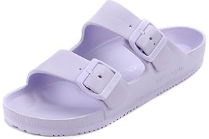 VICT POPU Pantoletten Damen mit Fussbett Sandalen Flach Rutschfest Sommer Badelatschen Lässig EVA Slides Erwachsene Schlappen