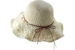 WEIGEER Straw Hat Women Beach Sun Hat Chapeau de Paille pour Femme Chapeau de Soleil de Plage Pliable à Large Bord Chapeau d'été pour de Paille pour Soleil