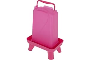 Kerbl Hobbyfarming Abbeveratoio in plastica con piedini, Alimentazione automatica dell'acqua, Supporto stabile, Resistente alle intemperie, Con maniglia per il trasporto, Piano trasparente, 3.5L, rosa