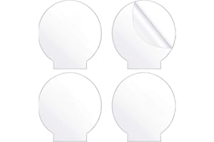 Outus 4 Pièces Feuilles en Acrylique Transparentes Plaque Rond en Acrylique Épais (4 mm) Moulé pour Base de Lumière LED, Signe, Projets d'Affichage de Bricolage, Artisanat