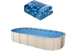VEVOR 4,6 x 9 m ovalt poolfoder, överlappande stil poolfoder ovanför marken, 48 till 137 cm vägghöjd, hållbart poolfoder, vinyl med standardmätare, för stålsidor ovan mark simbassänger