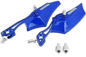 SUUONEE Motorrad Rückspiegel 1 Paar Aluminium Seitenspiegel Motorroller 10mm 8mm Universal 4 Farben (blau)