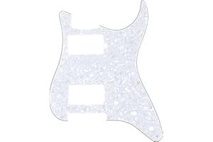 Musiclily Pro 11 Löcher HH Strat Pickguard 2 Humbucker Gitarren Schlagbrett für Fender American/Mexican Standard Stratocaster Modern Style E-Gitarre,4 lagig White Pearl