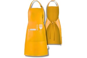Viamart® - Professionelle Küchenschürze - Kochschürze - BBQ Schürze - Verstellbar - Gastronomiequalität - 3 Praktische Taschen - Unisex: Männer & Frauen - Größe: One Size Fits All - Waschbar bei 60°